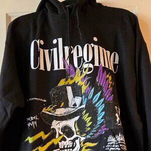 CIVIL REGIME BLACK GRAPHIC HOODIE WITH SKELTON